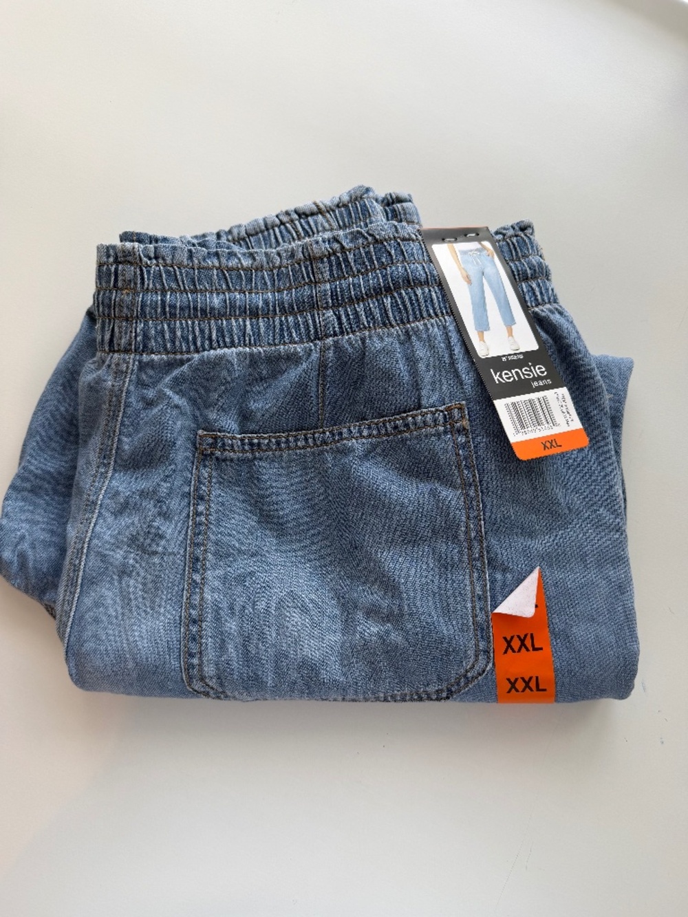 Kensie Jeans Womans Drawstring Light Blue Wash Cropped Jeans XXL - Picture 3 of 11